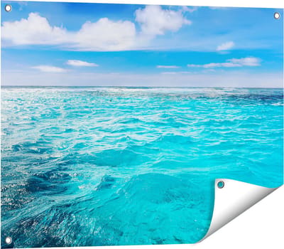 Gards Tuinposter Blauwe Caribische Zee Water - 80x60 cm - Tuindoek - Tuindecoratie - Wanddecoratie buiten - Tuinschilderij