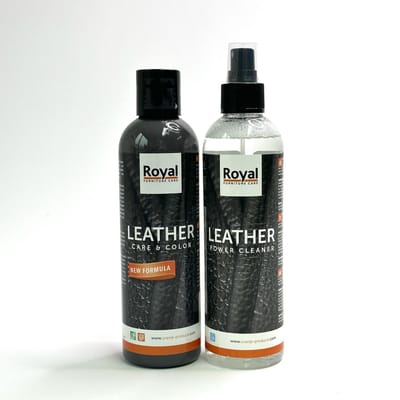 MGM Trading® - Leer reinigingen pakket - Schoonmaken en onderhoud - 250 + 250 ML - Leather Power Cleaner - Care and Color - Olijfgroen