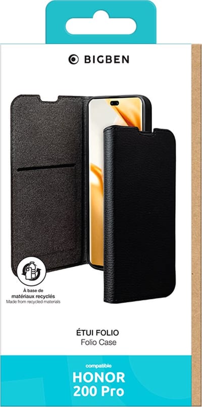 Bigben Connected, Hoesje geschikt voor Honor 200 Pro - Folio Wallet met Standaard, Zwart