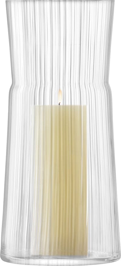 L.S.A. - Gio Line Kandelaar 38 cm met Kaars - Glas - Transparant -