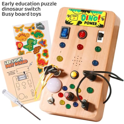 Tableau d'activités LED Montessori pour enfants Interrupteur de simulation Bouton lumineux Puzzle Jouet d'apprentissage pour l'éducation précoce