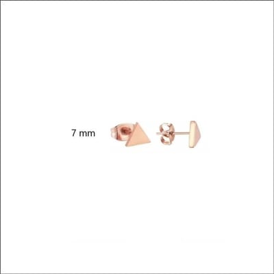 Aramat Jewels | Oorbellen | RVS Driehoek Oorbellen Diverse Kleuren - Geometrische Studs | Rosékleurig / 3mm | | | | Kinderen, Volwassenen | Verkleurd niet