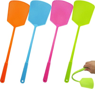 vliegenmepper 4 stuks vliegenmepper plastic vliegenmepper multipack, lange hand vliegenvleugelmepers, outdoor mepper voor thuis, lange steel bug voor binnen 50 cm
