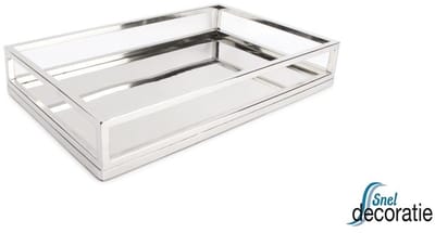Spiegel dienblad met luxe uitstraling . Lengte 24.5 cm Hoogte 7 cm Breedte 39.5 cm