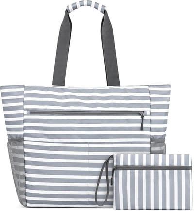 Grote opvouwbare strandtas met ritssluiting, waterdicht, ideaal voor strand, sauna en reizen, met vak voor natte spullen en schoenen