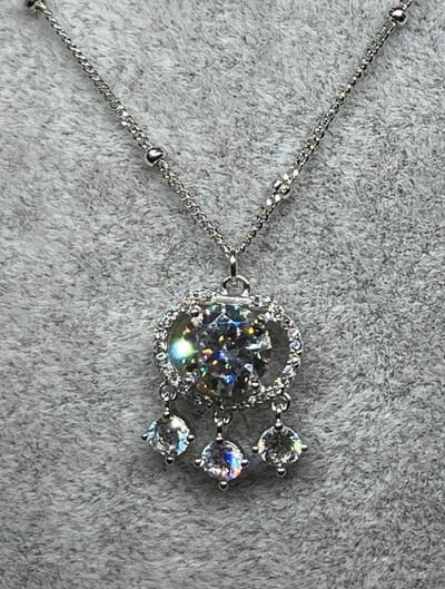 Zilveren Kettinghanger met Briljante Lab-Made Diamond (Moissanite) van 1 Karaat - diamant