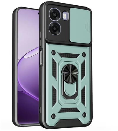 Coverup Hoesje - Geschikt voor OPPO A6x 4G / 5G Hoesje - Coverup Armor Ring Kickstand Back Cover met Camera Shield - Groen