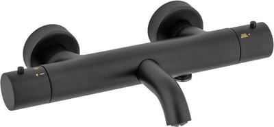 Plieger Napoli badkraan thermostatisch met omstel met koppelingen cool body mat zwart