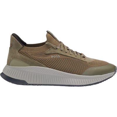 Boss Heren TTNM EVO Suède Sneakers (Donkergroen)