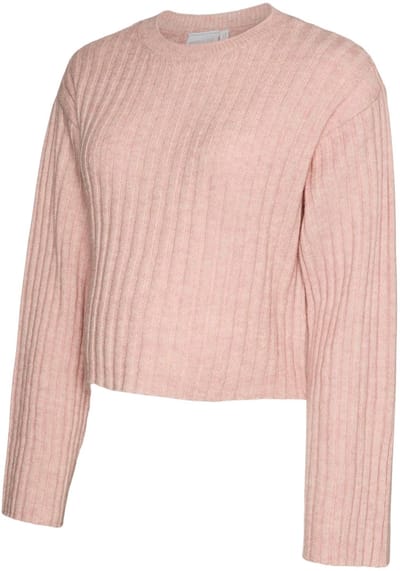 Mama Licious Gebreide pullover Cropped fit O-hals Geribde mouwuiteinden Verlaagde schoudernaden Pullover