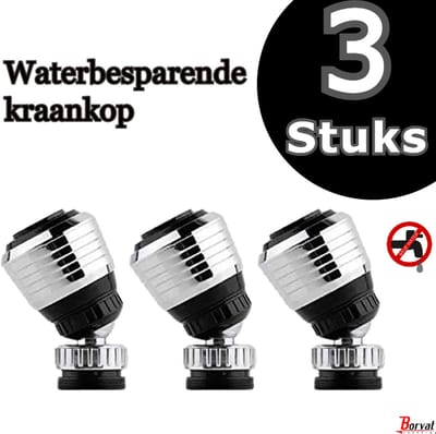 Borvat® | 3X Draaibare Kraankop Opzetstuk - Kraan Wasbak Afwassen - Sproeier - Roterend