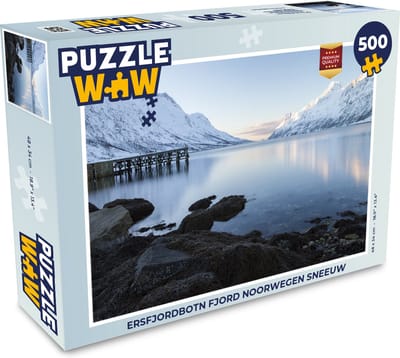 Puzzel Ersfjordbotn Fjord Noorwegen sneeuw - Legpuzzel - Puzzel 500 stukjes