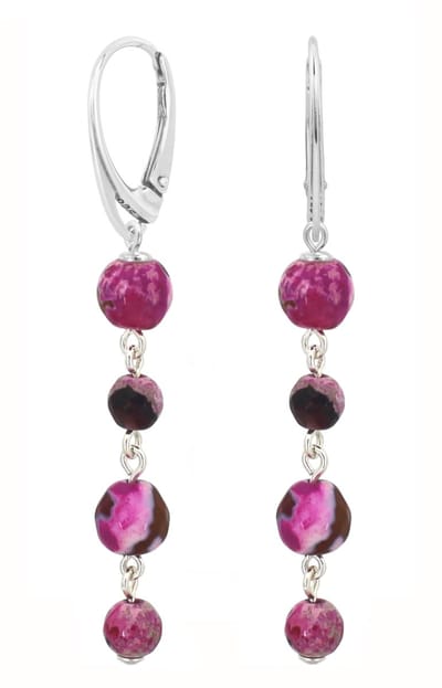 ARLIZI 2242 Oorbellen roze vuuragaat kralen - sterling zilver - 6 cm