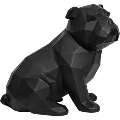 Statue Bouledogue Géométrique Sculpture Bouledogue en Résine Figurine Décoration de Pièce Étagère Meuble TV Ornement Animal Noir Mat black
