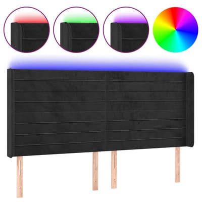vidaXL - Hoofdbord - LED - 183x16x118/128 - cm - fluweel - zwart