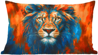 Sierkussens - Kussentjes Woonkamer - 60x40 cm - Schilderij - Leeuwenkop - Oranje