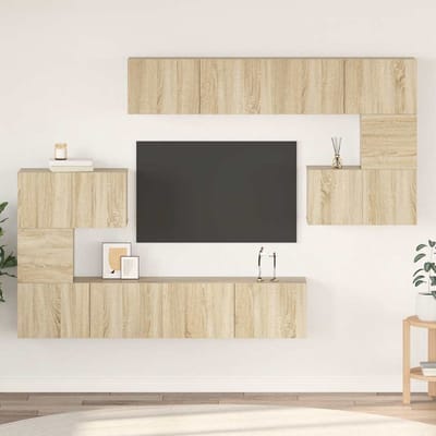 vidaXL - 8-delige - Tv-meubelset - bewerkt - hout - sonoma - eikenkleurig