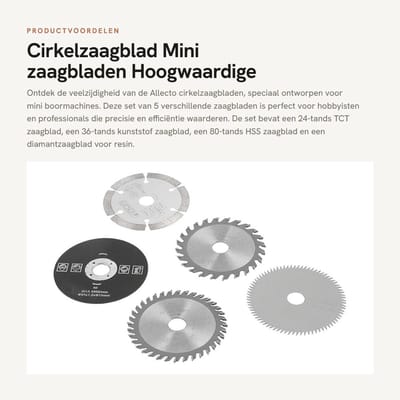 Dailygoods - Cirkelzaagblad - Mini zaagbladen - Hoogwaardige snijresultaten - 85mm - Snijdisc - Voor diverse materialen - 5 stuks