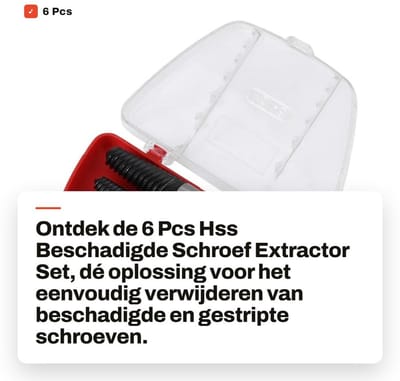 Dailygoods- Schroef Extractor Set 6 Stuks - Beschadigde Schroeven Verwijderen - Gereedschapsstaal - Inclusief Steunframe - Geschikt voor 4-25 mm - Schroefverwijderaar