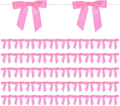 50-Pack Satijnen Ribbons met Draaibogen, 2.8 Inch, Roze voor DIY Knutselprojecten, Trouwen, Verjaardagen en Feestjes