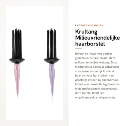 Dailygoods - Krultang - Milieuvriendelijke haarborstel - Antistatisch - Lang tanddesign - Pluizig gedefinieerd krullend haar - Geschikt voor thuis en...