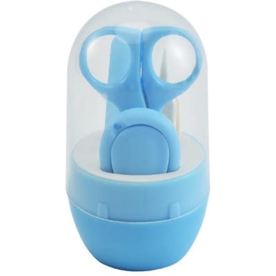 Nagelschaar voor pasgeboren baby's Nagelverzorgingstool voor baby's Veilige draagbare nagelknipper Trimmer Pincet met doos Manicureset voor kinderen blauw