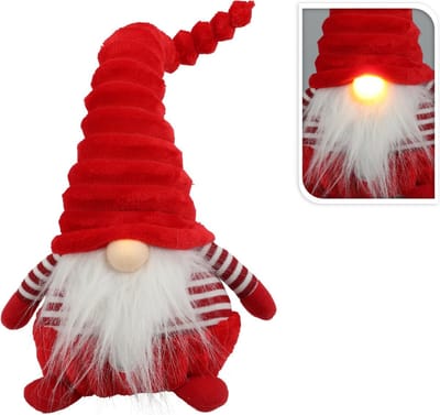 Christmas Decoration pluche gnome/dwerg knuffel -44 cm -verlichte neus