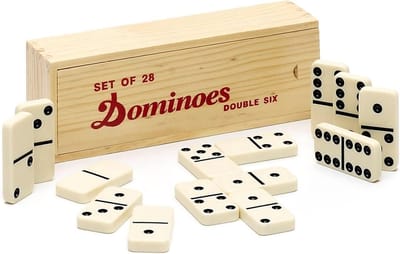 Domino set - Dominoes Double Six - 28 stuks - domino stenen 5.4 x 2.7 x 1.2 CM - houten kist