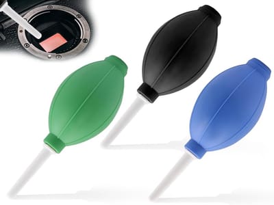 Krachtige luchtblazers set van 3 voor het verwijderen van stof en vuil van camera's en apparatuur (Zwart, Groen, Blauw)