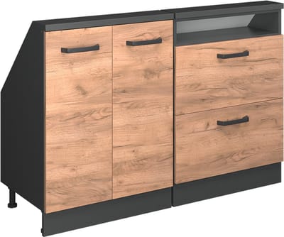 Vicco R-Line Keukenkast voor schuine wand – 120 cm Set van 2 Eik goud/antraciet