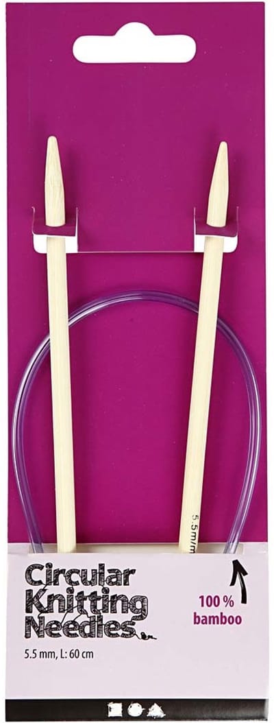 PacklinQ Rond breinaalden - Glad bamboe van goede kwaliteit - 60 cm, 5,5 mm