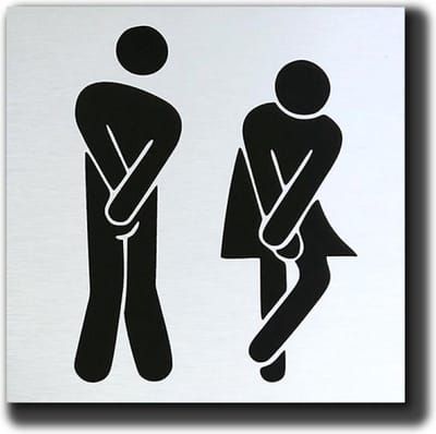 WC Toilet deurbordje dames heren man vrouw nodig - Zonder tekst WC - Geborsteld Aluminium - 120 mm x 120 mm x 1 mm - Luxe toiletbordjes.