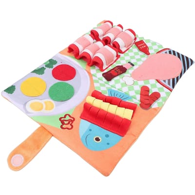 Tapis d'olfaction pour chien en peluche Stimuler l'intelligence Soulagement de l'ennui Alimentation lente Tapis d'olfaction pour chien pour l'entraînement des animaux de compagnie Menu Barbecue