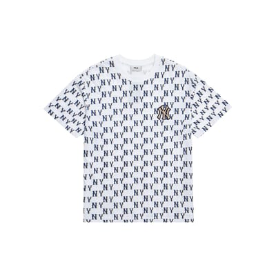 T-shirt Unisexe MLB New York Yankees Impression Logo All Over Coupe Ample Haut Blanc 3ATSM1133-50WHS XL white