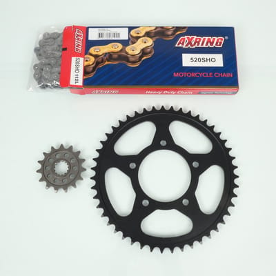 Kit chaîne Axring pour Deux Roues Suzuki 650 SFV Gladius 2009 à 2016 15x47 Pas 520 Ø87mm Neuf