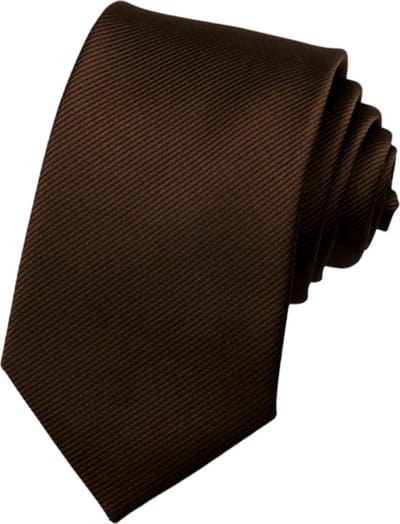 Fako Fashion - Brede Stropdas - Gestreept - Ribstructuur - 100% Zijde - Effen - 8cm - 145cm - Bruin