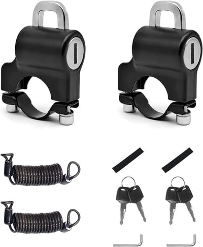 Motorhelmslot - Zwart - 2 Stuks - Veiligheidsslot met Herinneringstouw - Voor Motoren en Fietsen