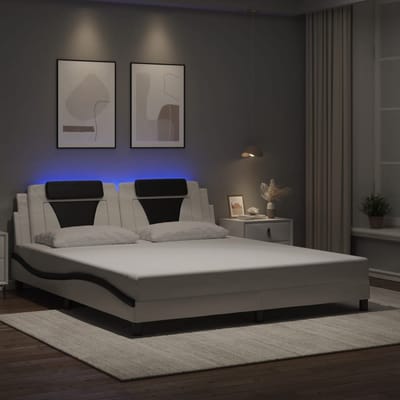vidaXL - Bedframe - "Viana" - met - LED - zonder - matras - wit - en - zwart - 180x200 - cm
