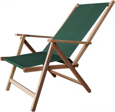 Houten Klapstoel - Strandstoel Tuinstoel - Ontspannen Buiten - Verstelbare Rugleuning - 46 cm Breed - Groen