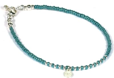 Heaven Eleven - dames - Enkelbandjes - zilver - 925 - turkoois - 1mm - 25cm