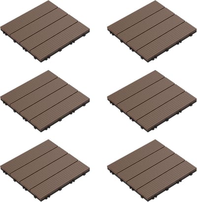 Terrastegels - Doe-het-zelf mat - Buitenruimte vernieuwen - In elkaar grijpend patroon - 30x30 cm - Bruin