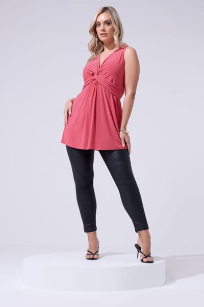 Yours London Roze Mouwloze Top Met Knoopdetail Aan De Voorkant Size 42