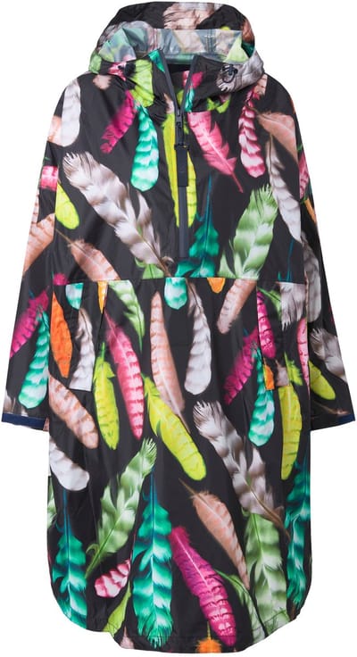 Laurasøn - Dames - Functionele regencape unisex print capuchon - Zwart - Maat 1