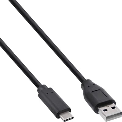 InLine® USB 2.0-kabel, USB-C-stekker naar A-stekker, zwart, 1,5m