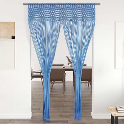 vidaXL - Gordijn - macramé - 140x240 - cm - katoen - blauw