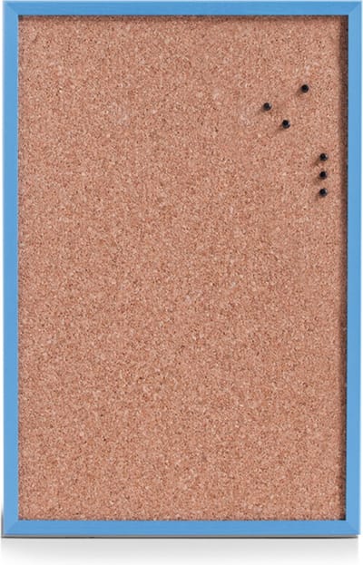 Zeller prikbord/memobord incl. punaises - 40 x 60 cm - blauw - kurk
