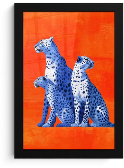 Poster in lijst - Fotolijst 20x30 cm - Posters - Luipaarden - Stippen - Oranje - Posterlijst zwart - Decoratie - Wanddecoratie woonkamer - Muurdecoratie slaapkamer