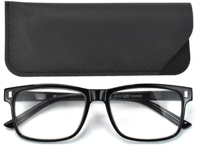 Lilly&June Trendy lichtgewicht Leesbril Zwart met modern zilver accent sterkte +1
