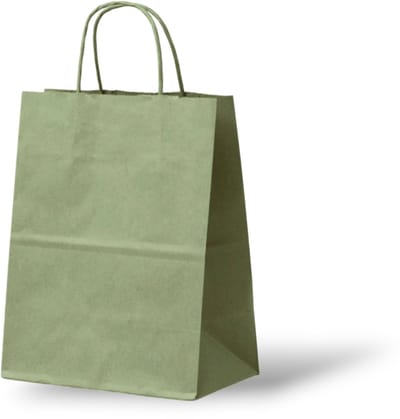 Olijf Groen Tas (Medium) - Papieren Tassen - 24x12x31 cm - 50 Stuks