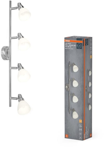 OSRAM LED spot G9 4-lamps, warm wit licht (2700 K), LED's, 7,6 W, draaibaar, glazen diffusers, nikkel design, 800 lm